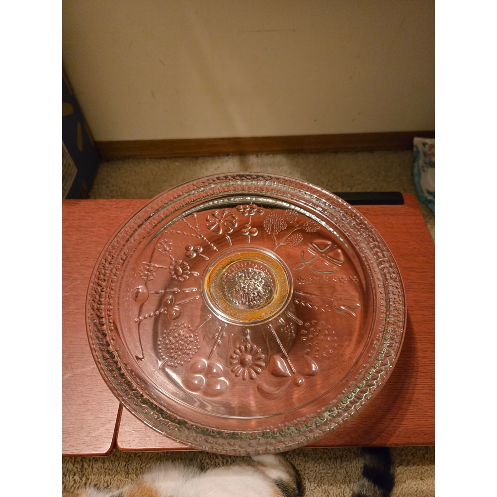 Vintage Clear Pressed Glass Floral Cake Stand and Bowl Embossed Wildflower